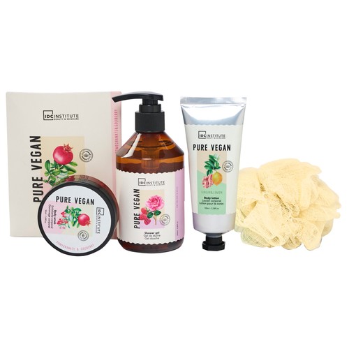 IDC INSTITUTE Cesta con productos veganos para el cuidado y la higiene corporal IDC INSTITUTE Pure vegan.