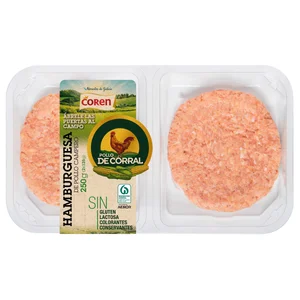 Bandeja de hamburguesas de pollo de corral COREN 2 x 125 g.