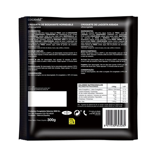 COCINARTE Croquetas congeladas y horneables de bogavante 300 g.
