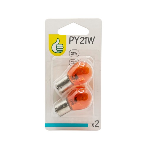 Juego de 2 bombillas pequeñas para coche PY21W, 12V, 21W, ALCAMPO.