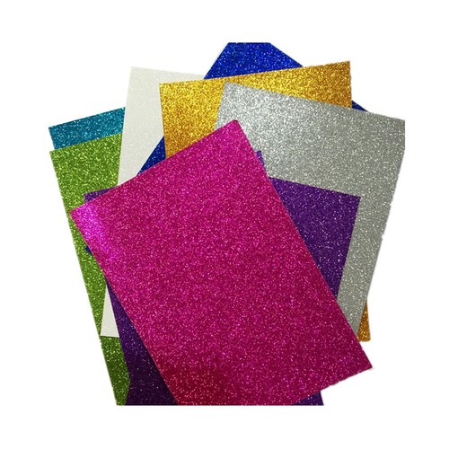 Pack de 5 cartulinas A4 colores purpurina, SADIPAL.