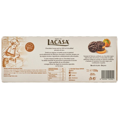 LA CASA Naranja de Valencia confitada con chocolate negro 150 g.