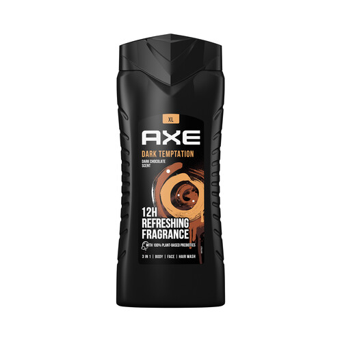 AXE Gel de baño o ducha para hombre, con acción relajante y aroma a chocolate negro AXE Dark temptation xl 400 ml.