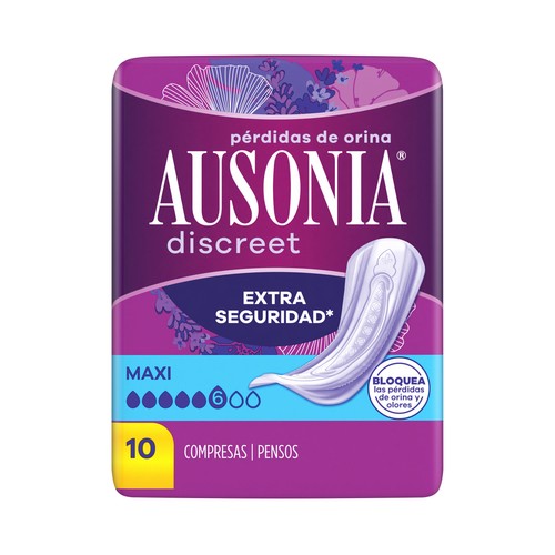 AUSONIA Discreet Compresas maxi para perdidas de orina 10 uds.