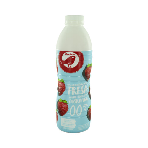 AUCHAN Yogur líquido desnatado (00%) para beber, con sabor a fresa 1 l. Producto Alcampo