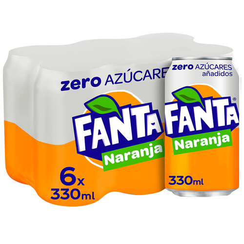 Refresco de naranja sin azúcares añadidosFANTA ZERO pack de 6 latas x 33 cl.