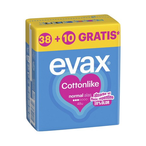 EVAX Cottonlike Compresas normal con alas 48 uds.