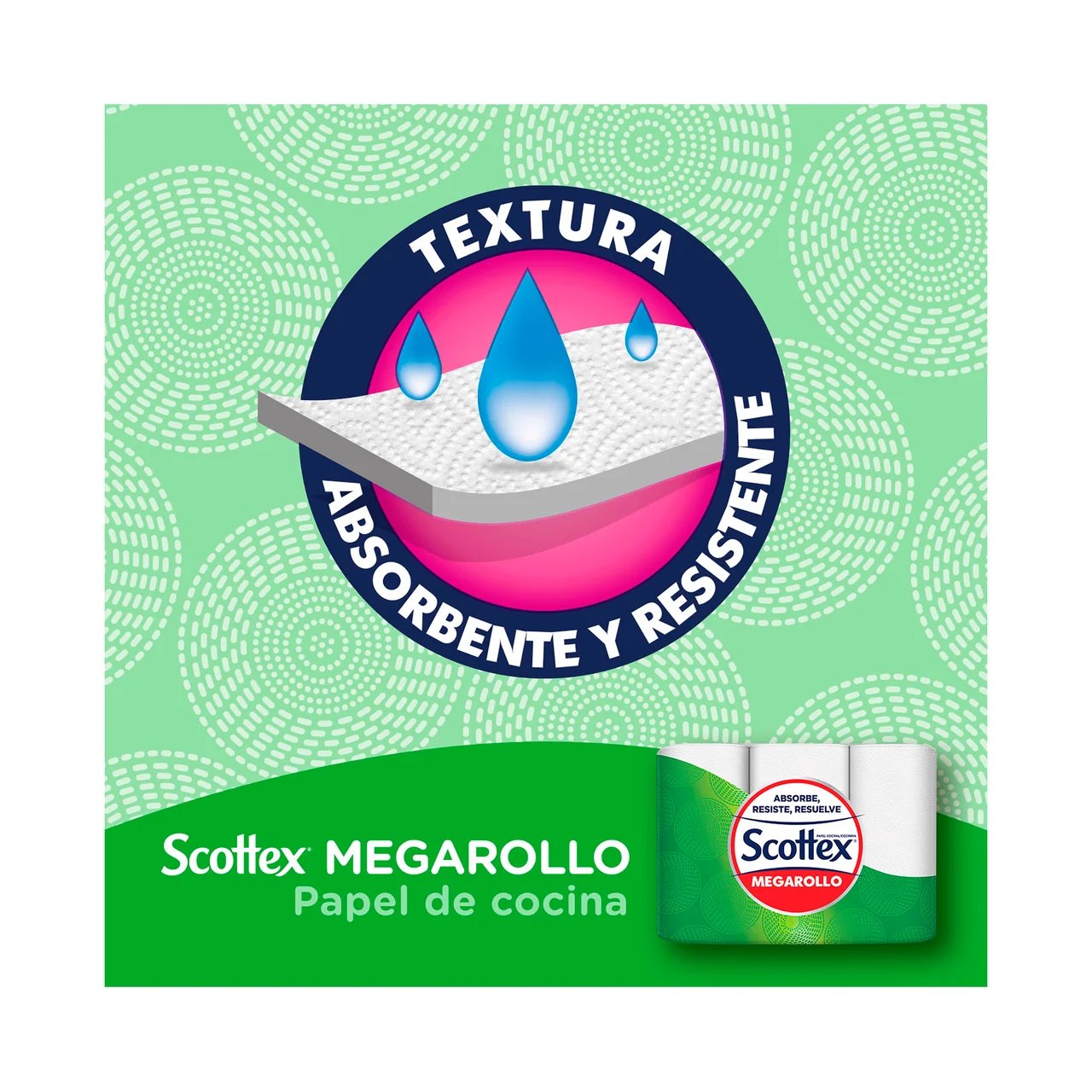 Megarollo Papel de cocina resistente y super absorvente 3 uds.