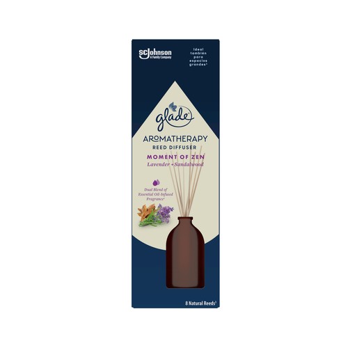 GLADE Varillas ambientador Moment of Zen (lavanda + sándalo) GLADE AROMATHERAPY 80 ml.