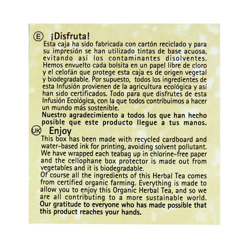 ARTEMIS BIO Manzanilla con anis infusión procedente de agricultura ecológica ARTEMIS BIO 20 bolsitas 28 g.