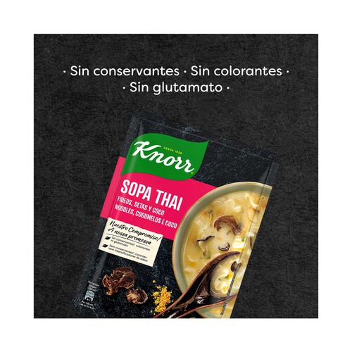 KNORR Sopa Thai con fideos, setas y coco KNORR 69 g.
