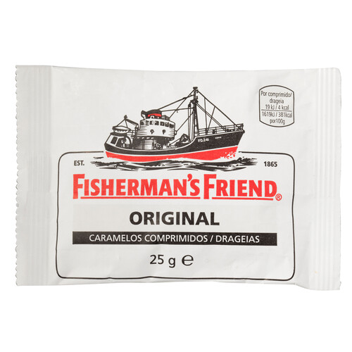FISHERMAN`S FRIEND Caramelo comprimido sabor menta y eucalipto, con azúcar FISHERMAN'S FRIEND pack de 3 x 20 g.
