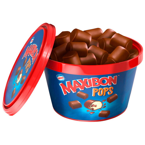 MAXIBON Mini bombones rellenos de helado de vainilla y recubiertos de chocolate MAXIBON Pops 250 ml.