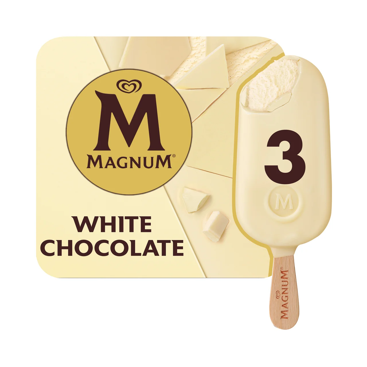 De Frigo Bombón helado de vainilla recubierto de crujiente chocolate blanco 3 x 100 ml.