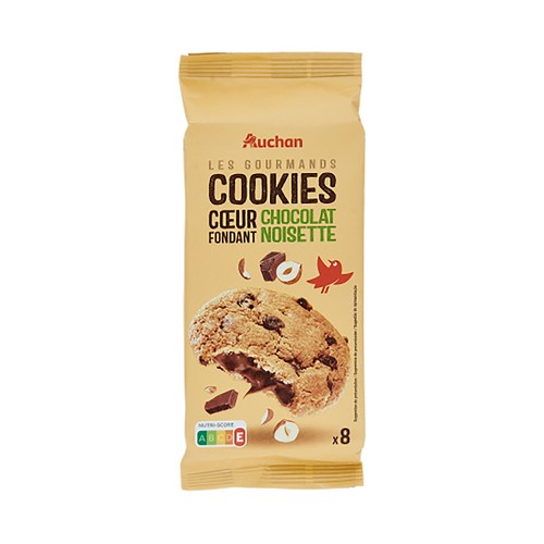 PRODUCTO ALCAMPO Les Gourmands Galletas (cookies grandes) rellena de chocolate foundant y avellanas 200 g.