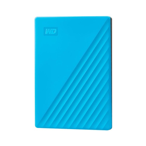 Disco duro externo 2TB WD My Passport azul, tamaño 2,5, conexión USB 3.0.