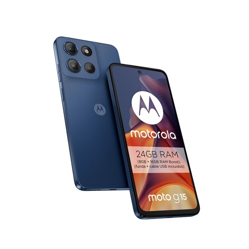 Smartphone MOTOROLA Moto G15 Sea Blue, 4G, 512GB + 8GB Ram, pantalla 17cm (6,72")
