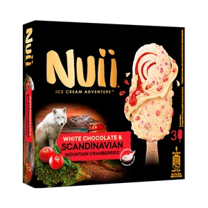 NUII Bombón de helado crema queso mascarpone con salsa de arándanos de las montañas escandinavas y chocolate blanco 3 x 90 ml.