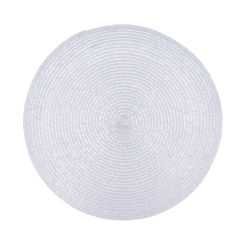 Mantel redondo individual de tejido rústico color plata, 38cm., Glamour QUID.