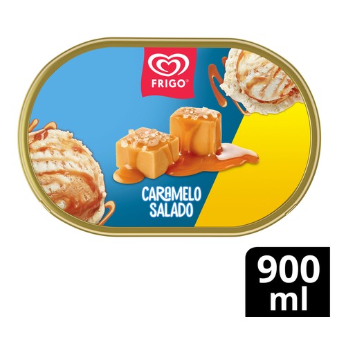 FRIGO Tarrina de helado de nata con salsa y trocitos de caramelo 900 ml.