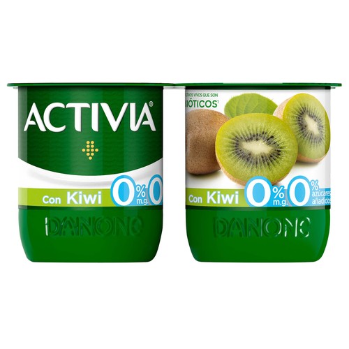 ACTIVIA Bífidus desnatado (0% materia grasa) con trocitos de kiwi de Danone 4 x 120 g.