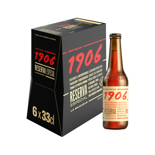 1906 Cervezas reserva especial pack de 6 botellines de 33 cl.