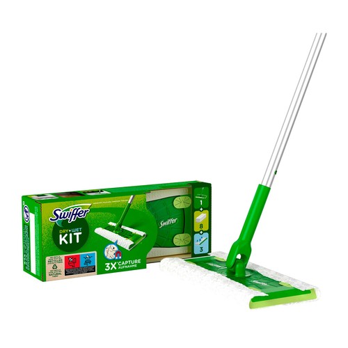 SWIFFER Mopa + 8 recambios secos + 3 húmedos SWIFFER