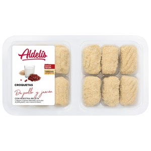 Imagen de Croquetas con trocitos de pollo, jamón y cremosa bechamel ALDELÍS 12 uds.