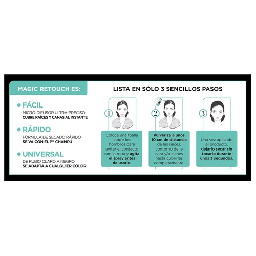 L´ORÉAL PARIS Magic retouch tono 4 Rubio Spray retocador de raices con cobertura temporal e instantánea de las canas.