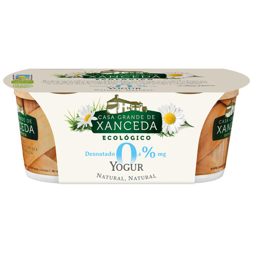CASA GRANDE DE XANCEDA Yogur natural desnatado ecológico, con 0% materia grasa CASA GRANDE DE XANCEDA 2 x 125 gr.