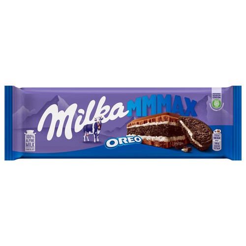 MILKA OREO Chocolate con leche relleno de cacao con galleta 300 g.