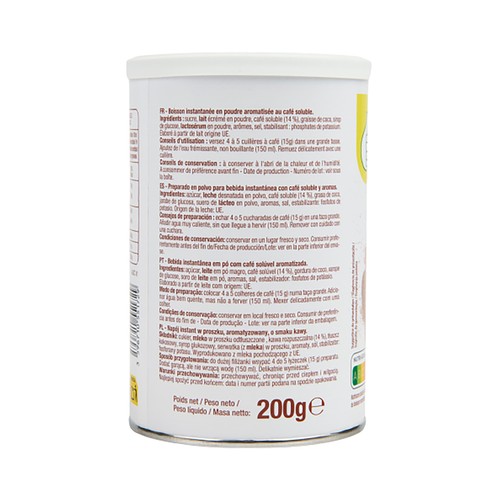 PRODUCTO ECONÓMICO ALCAMPO Café soluble cappuccino bote 200 g.
