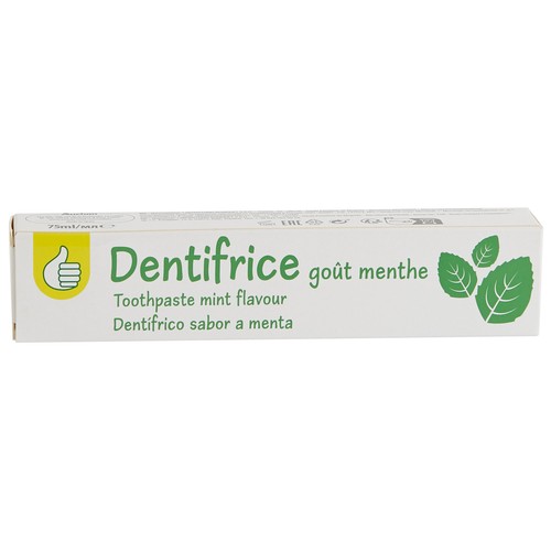 PRODUCTO ECONÓMICO ALCAMPO Pasta de dientes con flúor y sabor a menta PRODUCTO ECONÓMICO ALCAMPO 75 ml.
