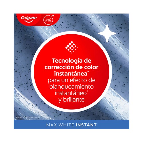 COLGATE Max white instant Pasta de dientes con flúor y acción blanqueante instantánea 75 ml.