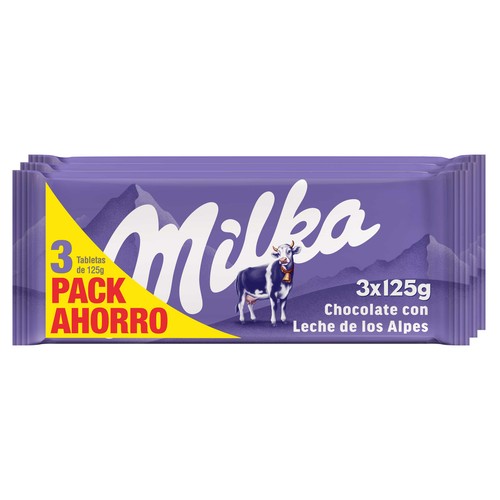 MILKA Chocolate con leche 3 uds. 375 g.