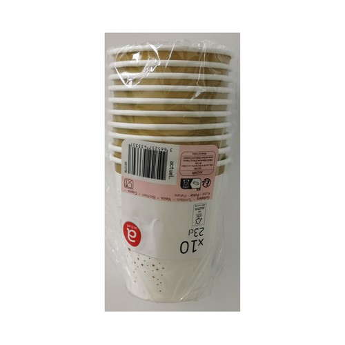 10 vasos de cartón infantil 20-25CL, ACTUEL.