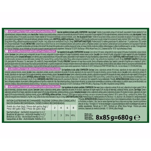 AFFINITY Alimento de gato húmero bolsa fit & delicious buey, atún, pollo, pescado del océano 85 gr x 8
