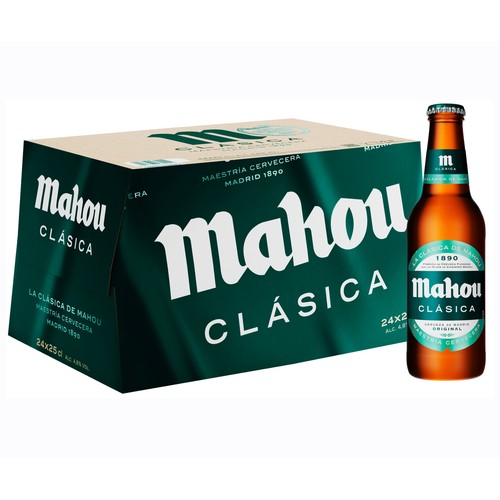 Cerveza clásica MAHOU pack 24 botellas. 25 cl.