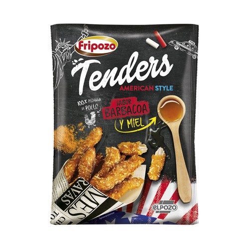 FRIPOZO Tenders de pechuga de pollo 100% sabor barbacoa y miel American style de El Pozo 250 g.
