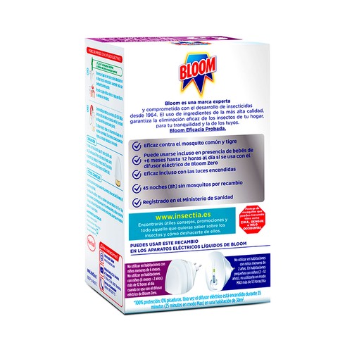 BLOOM Insecticida eléctrico líquido para mosquitos común y tigre 1 ud.