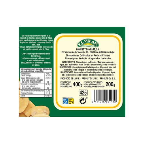 EL PILAR Champiñón laminado en lata 1/2 kg
