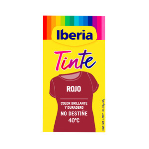 Imagen de IBERIA Tinte para ropa de color rojo (permite teñir a baja temperatura 40ª) IBERIA 20 g. colorante + 50 g. fijador