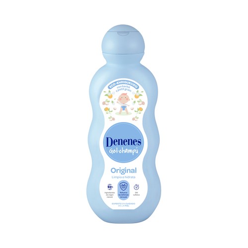 DENENES Gel y champú infantil, con karité y petit grain, que no pica en los ojos DENENES Original 600 ml.