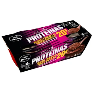 REINA Mousse de chocolate baja en grasa y con alto contenido en proteínas (10 g) 2 x 100 g.