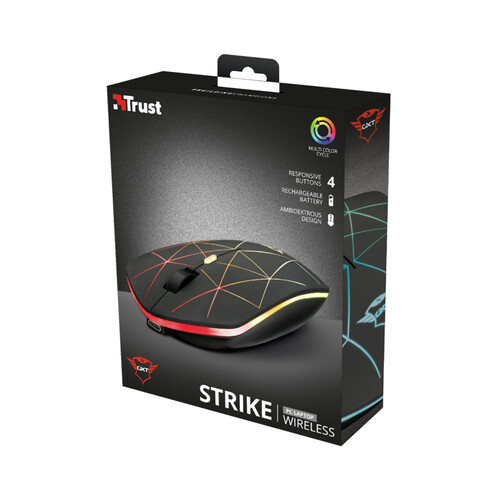 Ratón inalámbrico gaming TRUST GXT 117 Strike, iluminado, 4 botones, 1400dpi, conexión Usb.