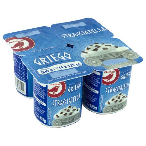 AUCHAN Yogur estilo griego con stracciatella 4 x 125 g. Producto Alcampo