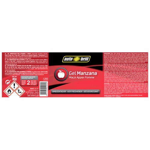 Ambientador en gel para coche en envase de lata con olor a manzana AUTOBRILL 1 unidad.