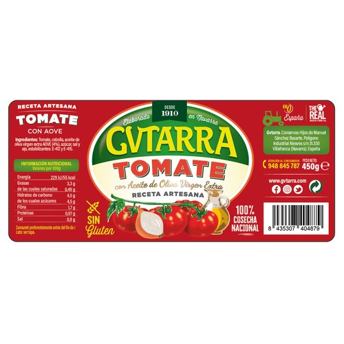 GVTARRA Tomate cocinado 450 gr.