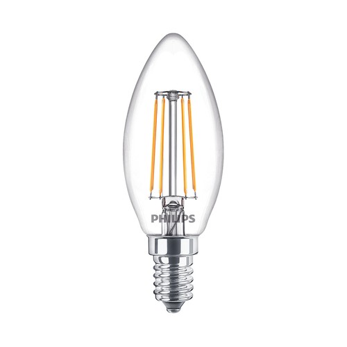 Bombilla Led E14, 4,3W=40W, luz cálida 2700K, PHILIPS.