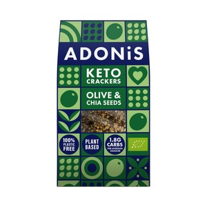Imagen de ADONIS Crakers keto ecológicos con semillas de chia y aceitunas 60 g.